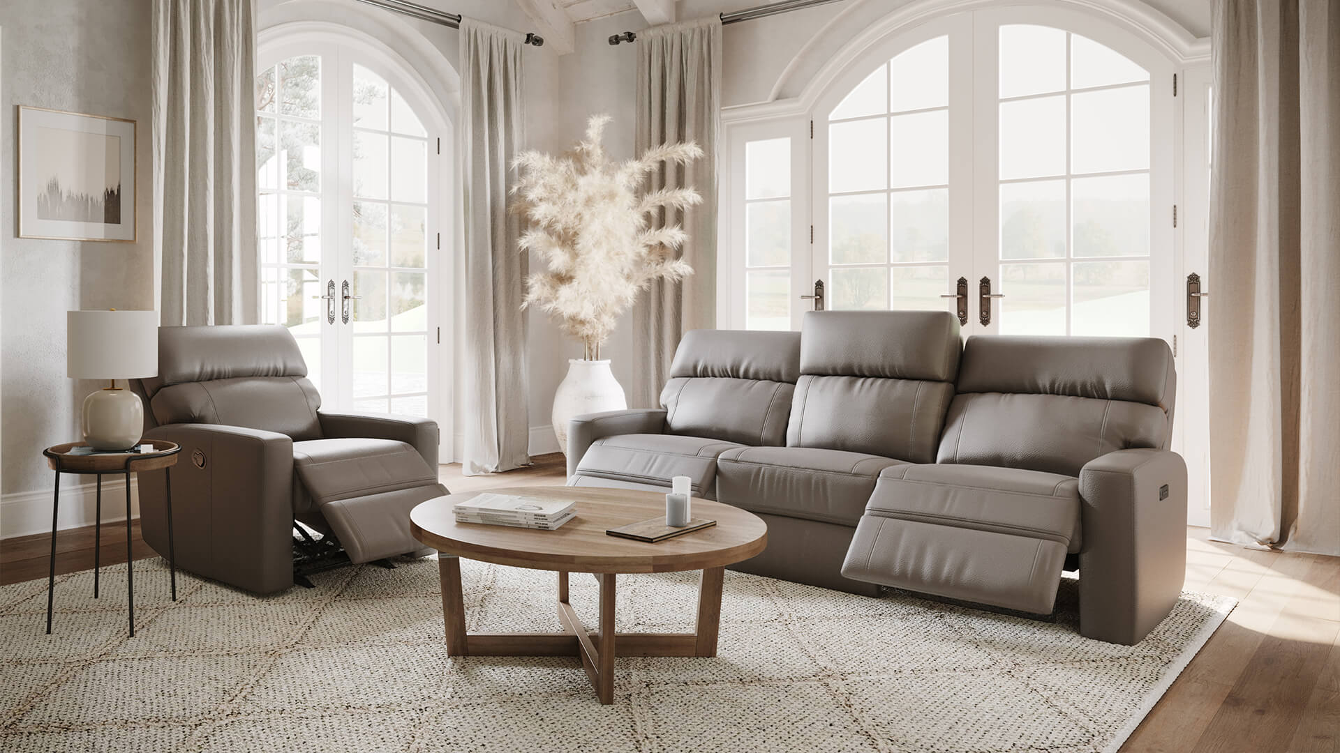 Grey Leather Sofa CGI