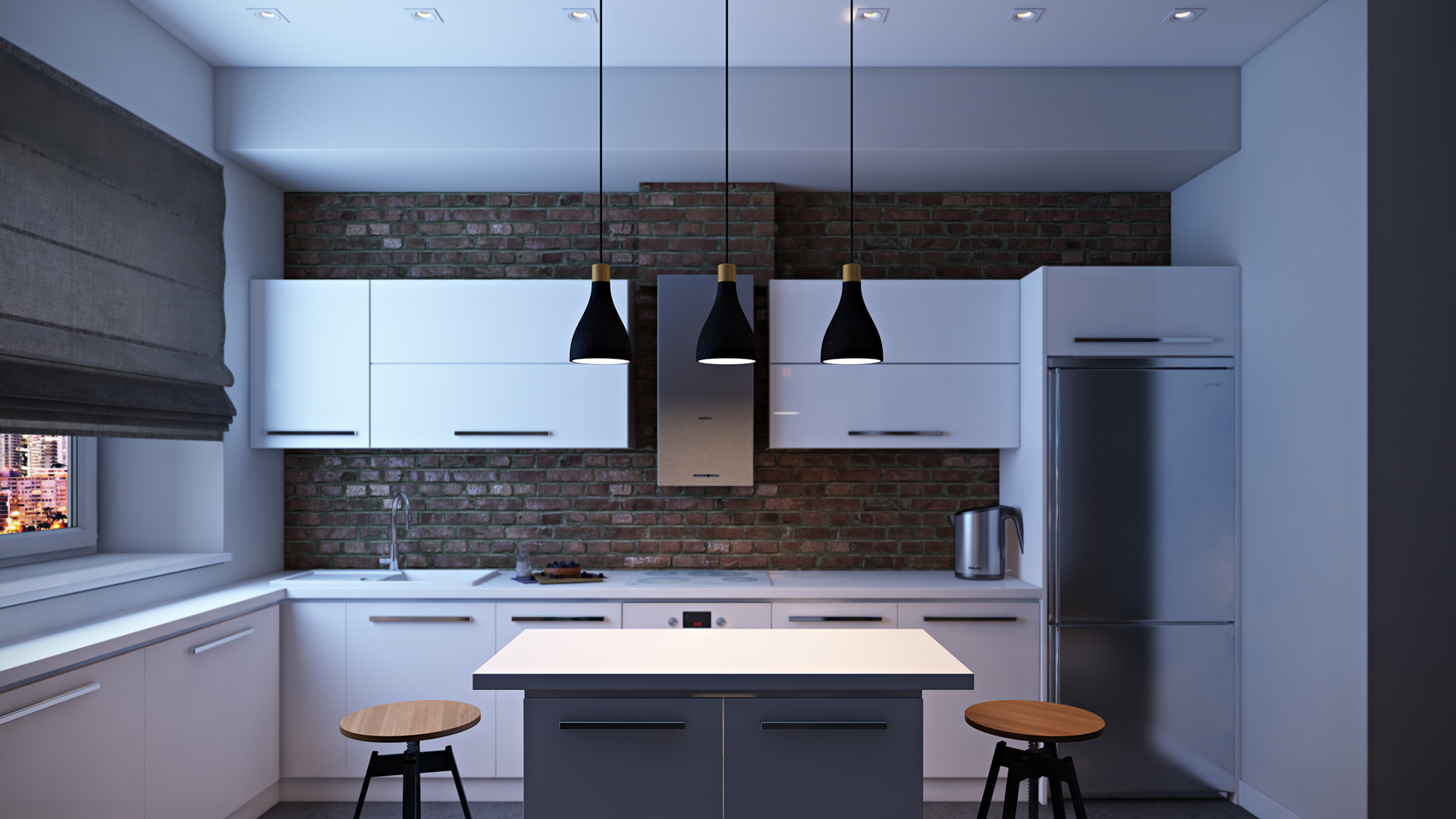 Kitchen Lifestyle CG Rendering for a Suspended Lamp