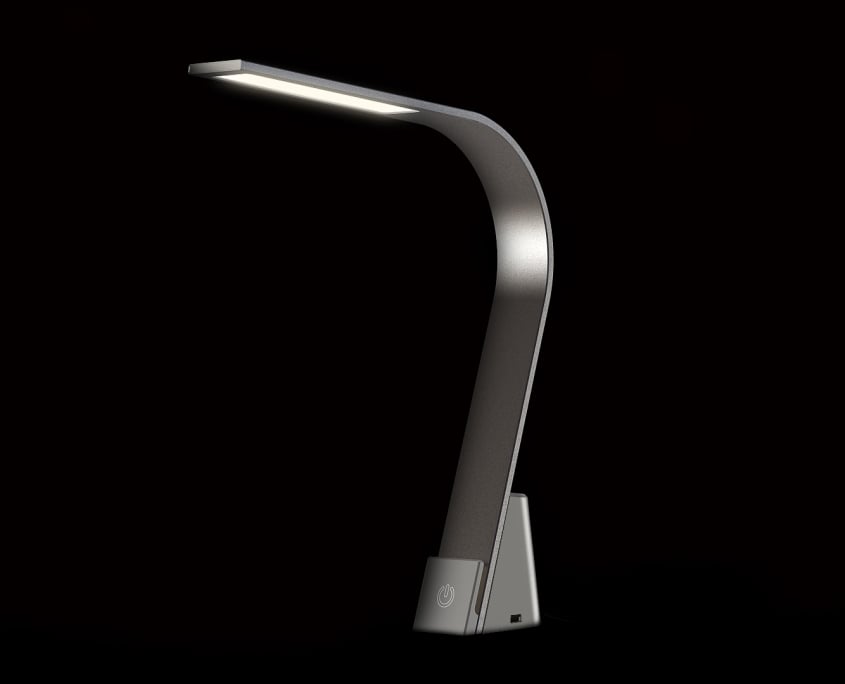 Gray Table Lamp Rendering on a Black Background