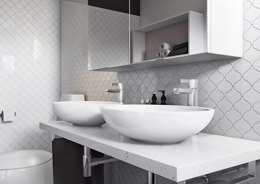 High-quality 3D Lifestyle Showing Bathroom Tiles