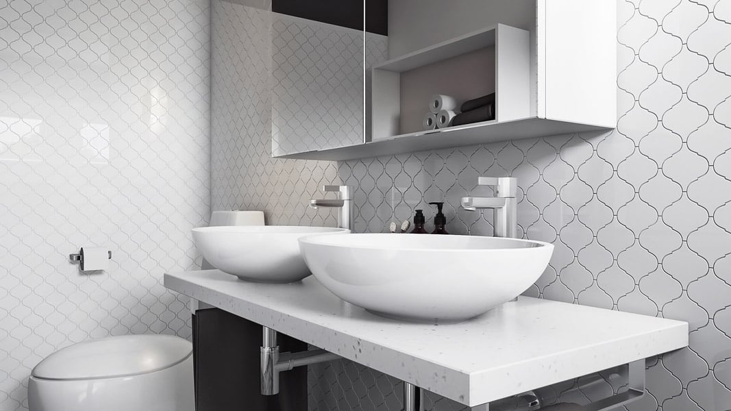 High-quality 3D Lifestyle Showing Bathroom Tiles