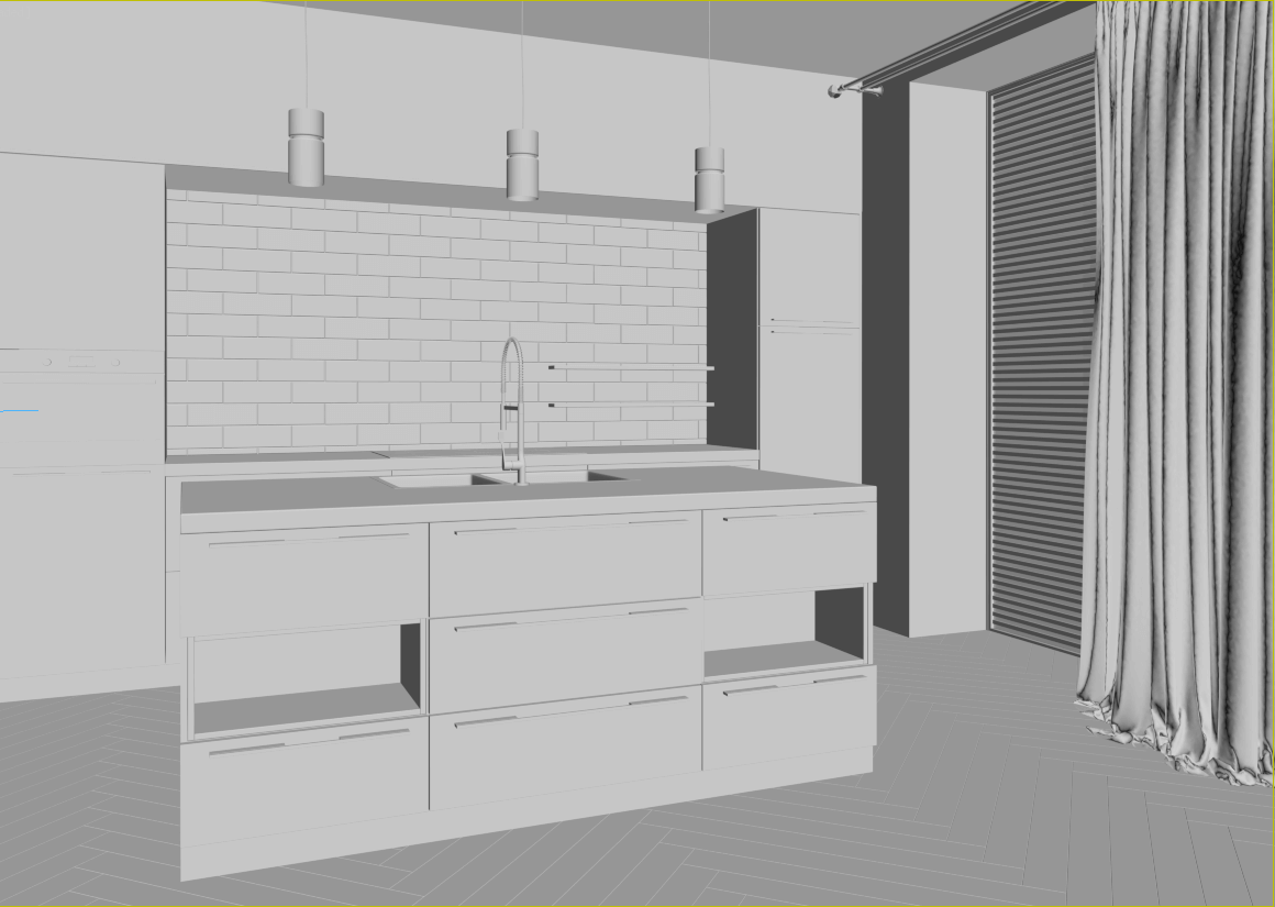 3D Furniture Visualization: 3ds Max Kitchen Scene