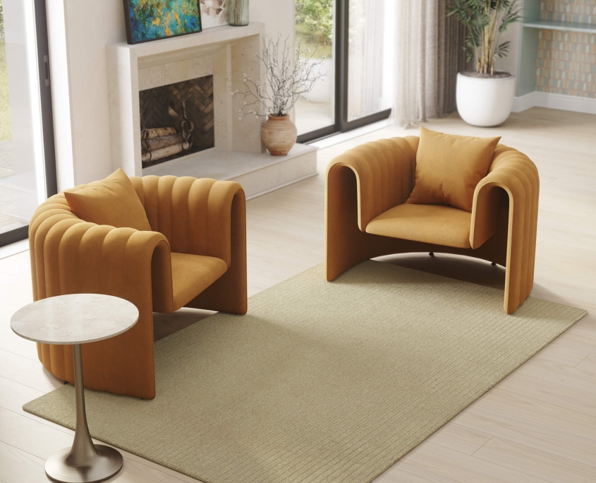 Living Room Beige Rug Product CGI