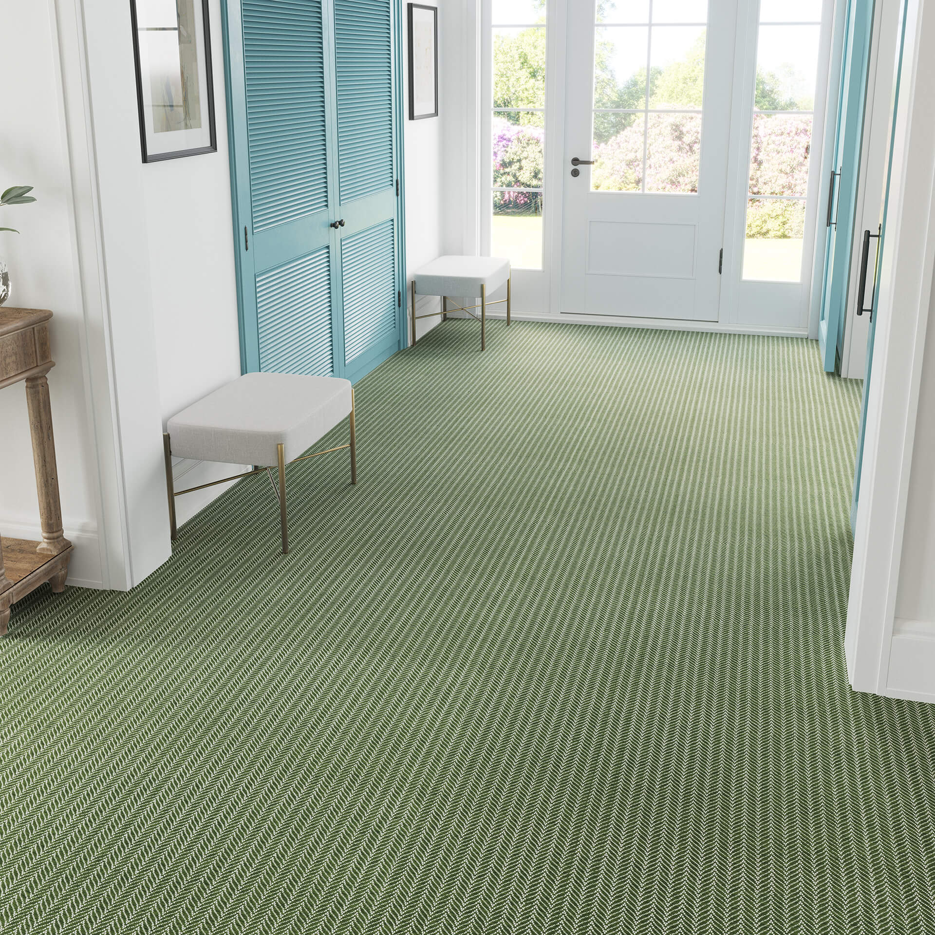 Green Hallway Carpet CGI