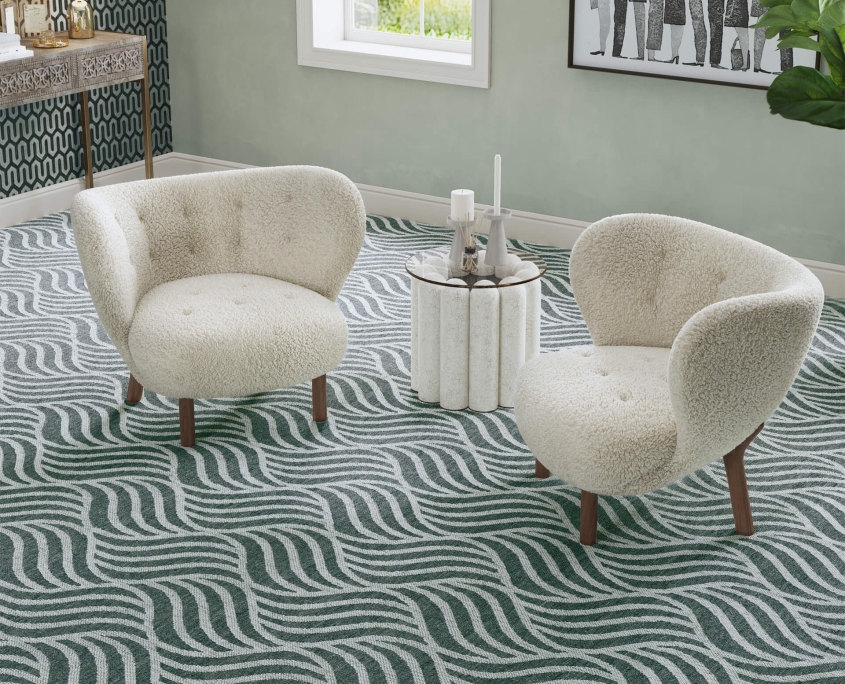 Living Room Patterned Carpet CGI