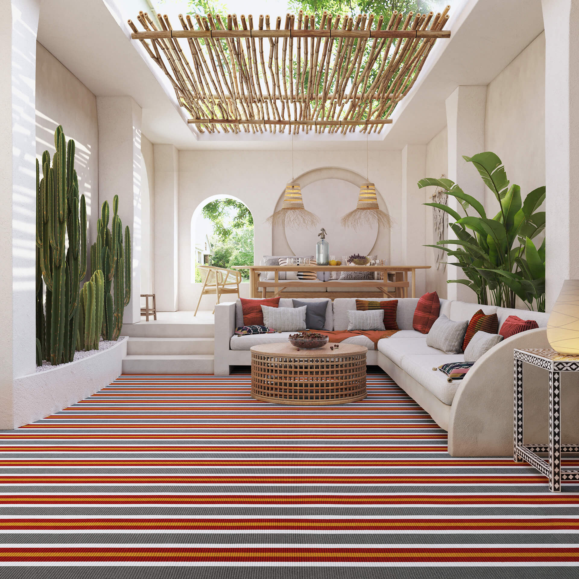 Red Stripy Patio Carpet CGI