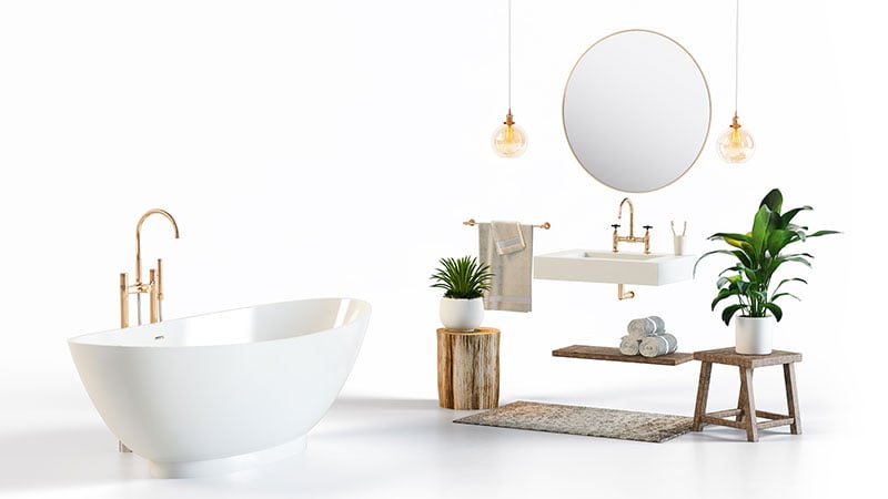 3D Product Renderings of a Bathroom Set with Various 3D Models