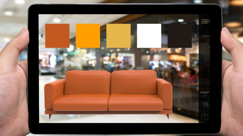  A Person Using Interactive Configurator for Sofa Design