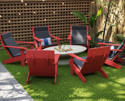 3D Visualization for a Red Outdoor Furniture Set