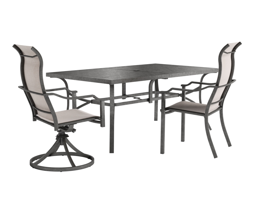 Dining Set 3D Rendering on a White Background