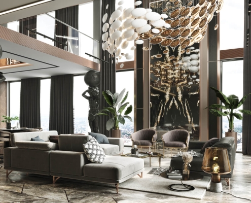 Luxury Product Visualization with Various Chic Furniture and Decor Pieces