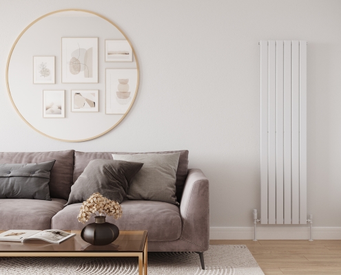 Lifestyle Renders for Vertical Wall Radiators: White Ver.