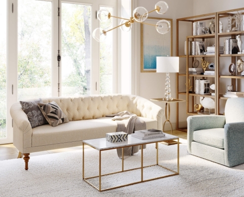 Upholstered Furniture in a Living Room Render