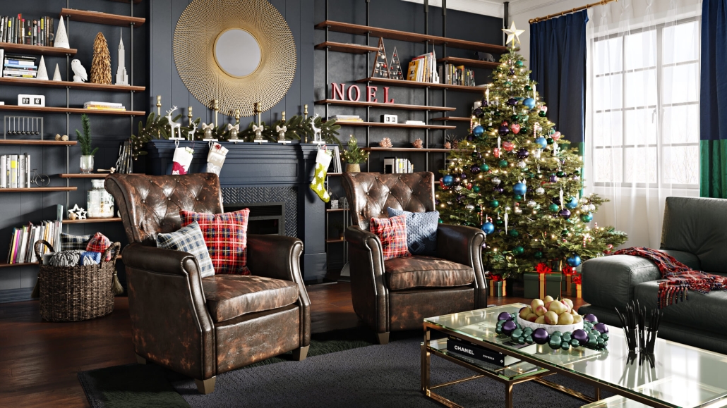 Christmas Lifestyle Rendering for Living Room Furniture
