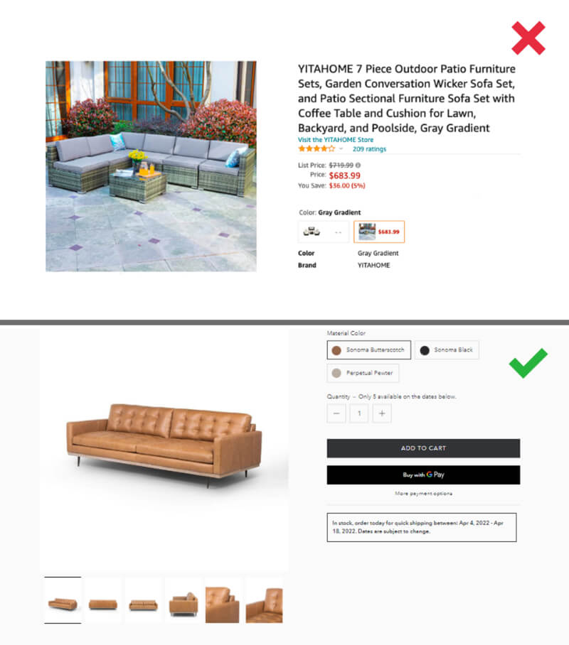 Good and Bad Examples of Product Images that One Can Use for Sales