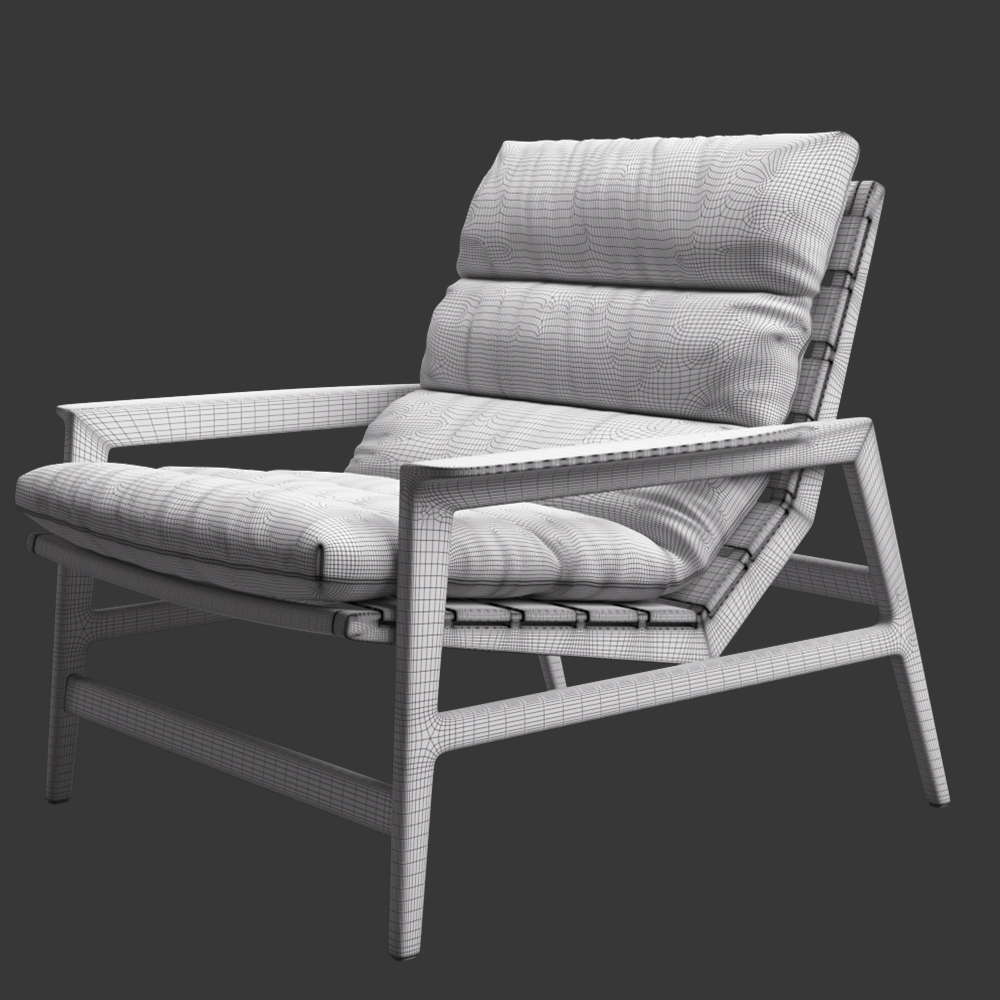 View of a Grayscale Chair 3D Model