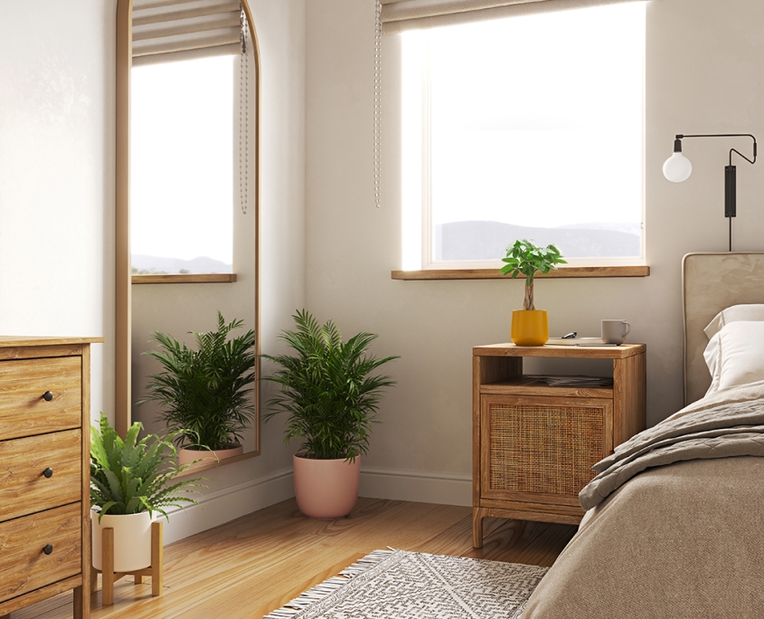 3D Rendering for a Bedroom Full of Plants