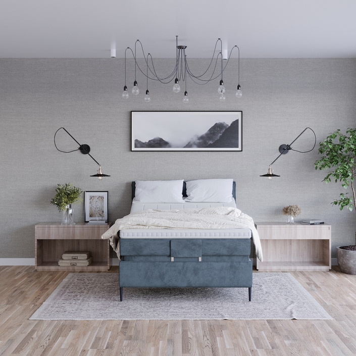 Blue Bed Lifestyle Rendering