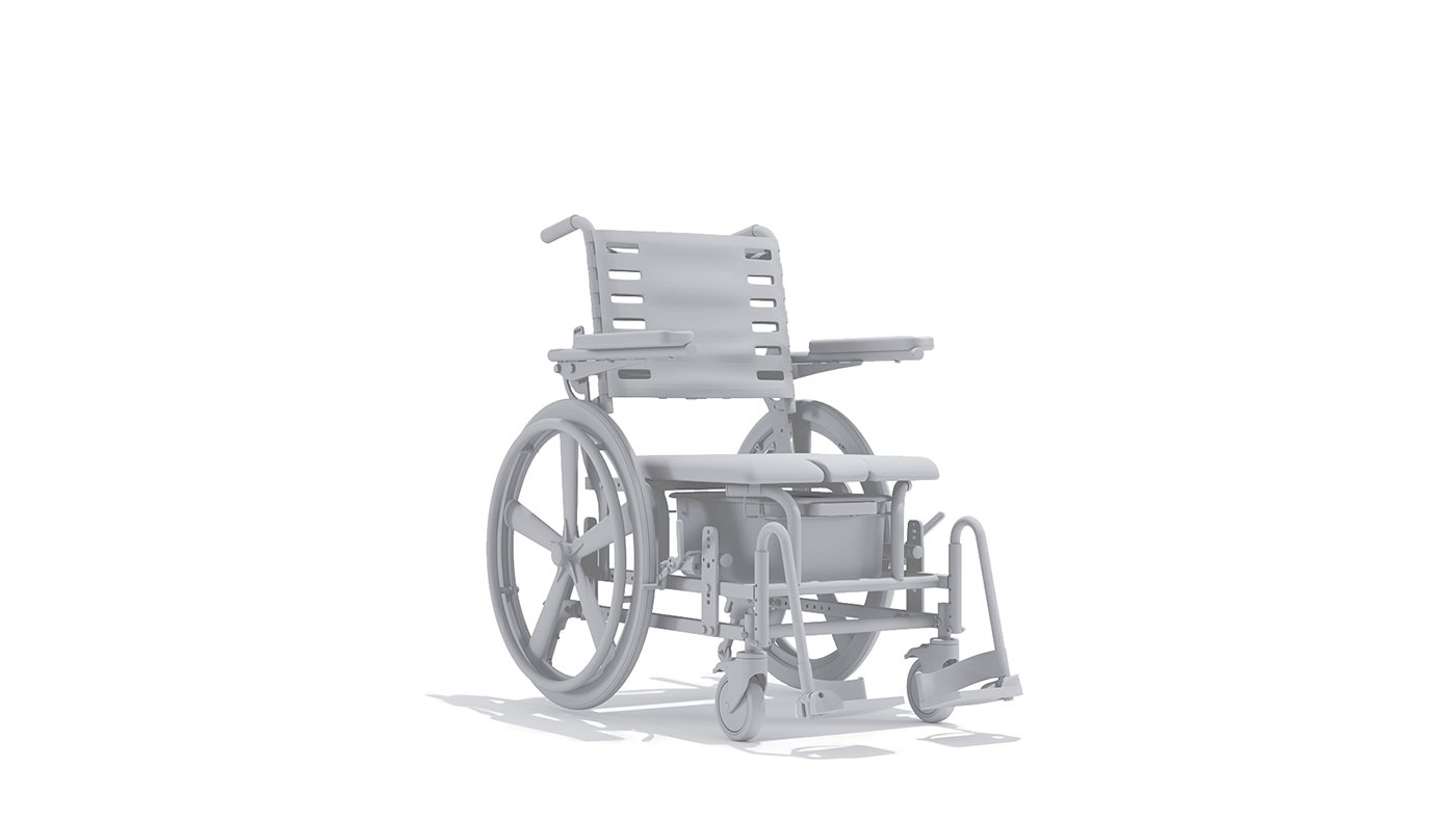 Wheelchair 3D Model: 45-degree View