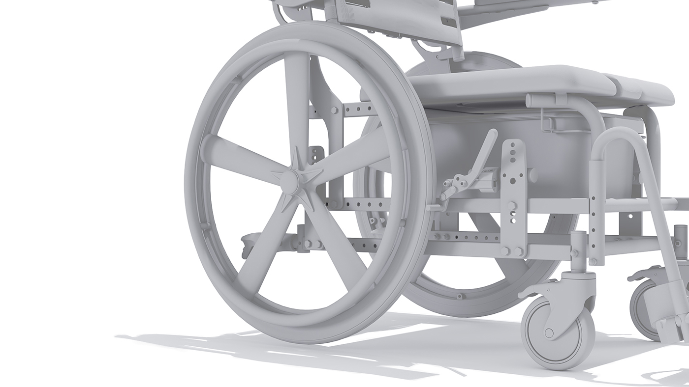 Wheelchair 3D Model: Close-Up View