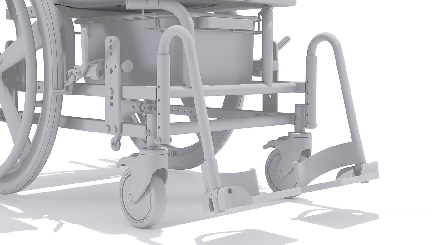 Wheelchair 3D Model: Detail View