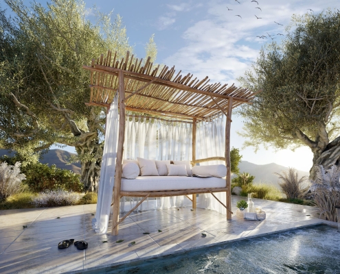 Product Rendering for Outdoor Furniture by the Pool