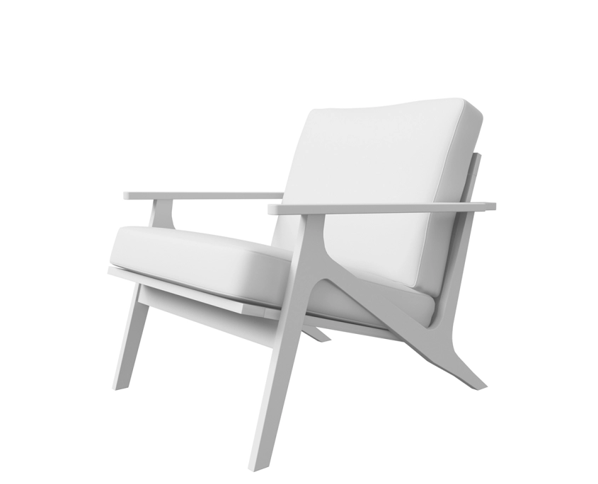 Grayscale Rendering of a Wood and Leather Chair