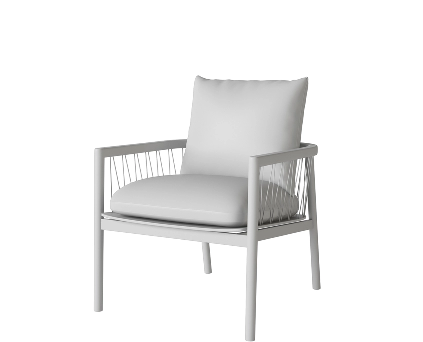 Grayscale Rendering of a Wood and Cushion Chair