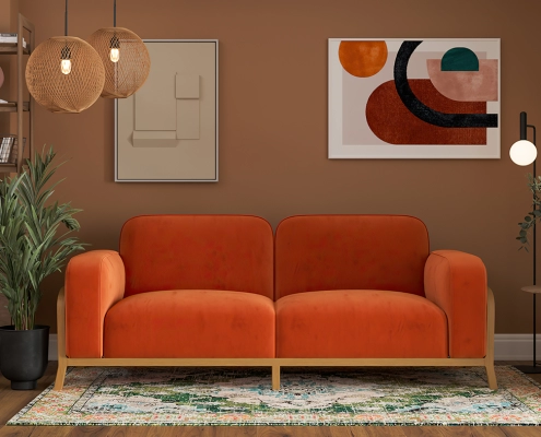 Photorealistic 3D Visualization of Furniture: Orange Sofa
