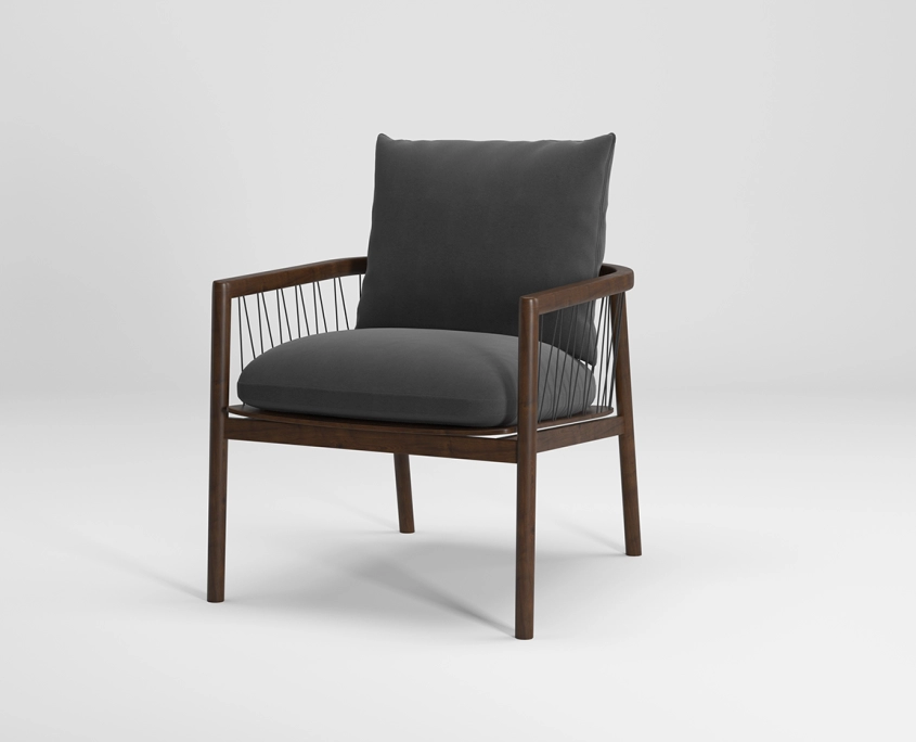 Silo Rendering of a Wood and Cushion Chair