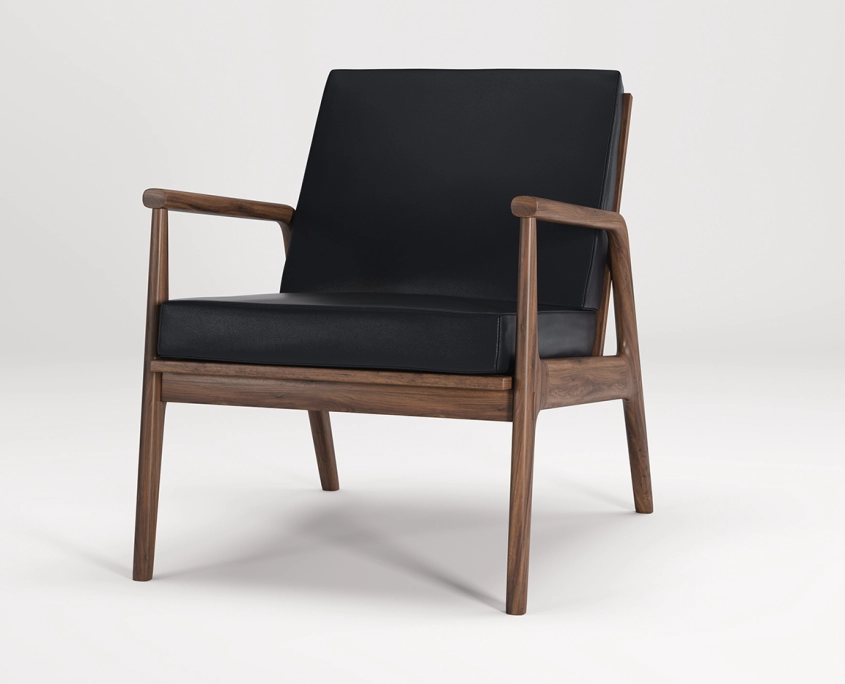 Silo Rendering of a Wood and Leather Chair