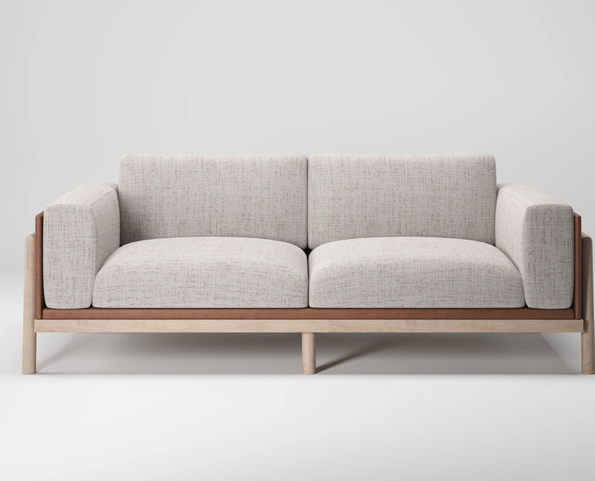 Silo Rendering of a Gray and Beige Sofa