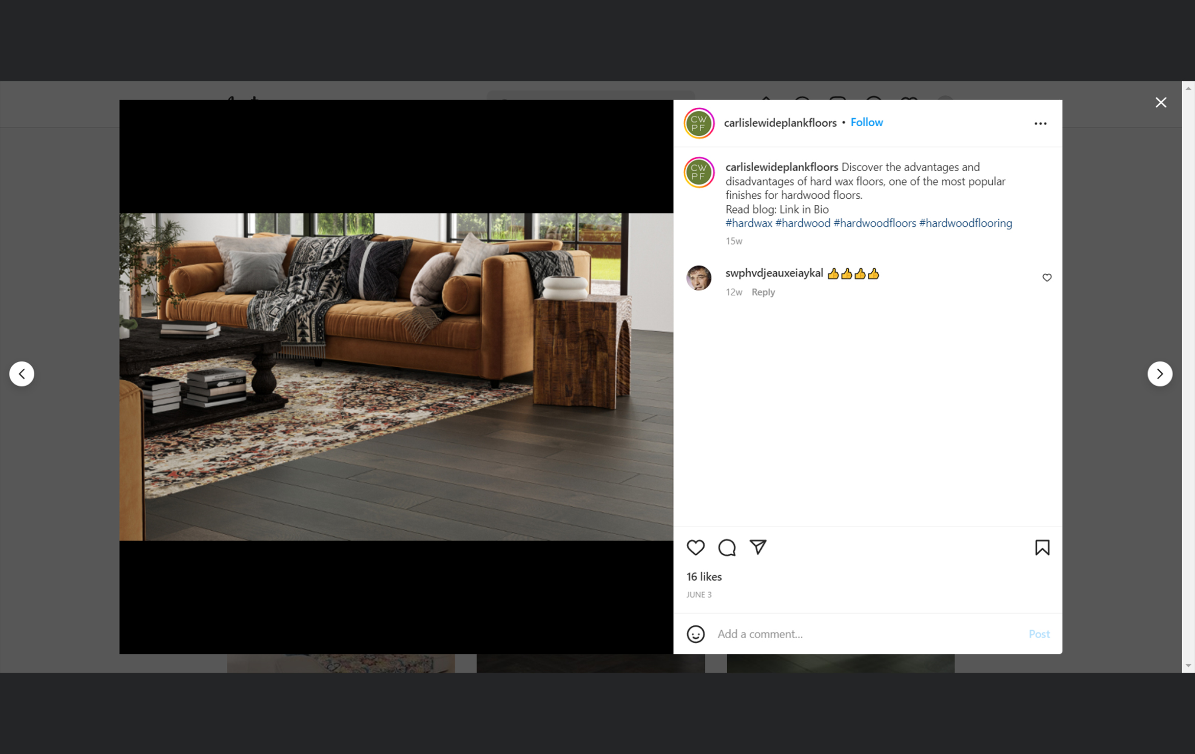 3D Visualization of Wood Flooring for Instagram Promotion
