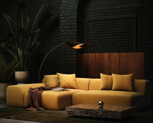 3D Upholstered Sofa Visualization for Advertising