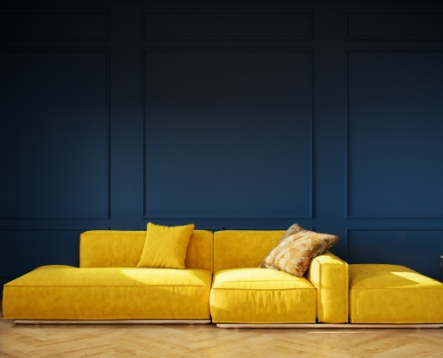 Product Render for a Bold Yellow Sofa