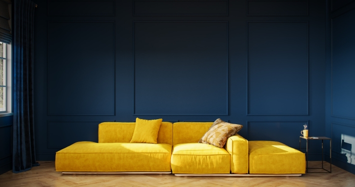 Product Render for a Bold Yellow Sofa