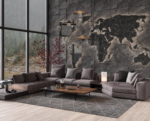 3D Upholstered Furniture Visualization in Gray Tones