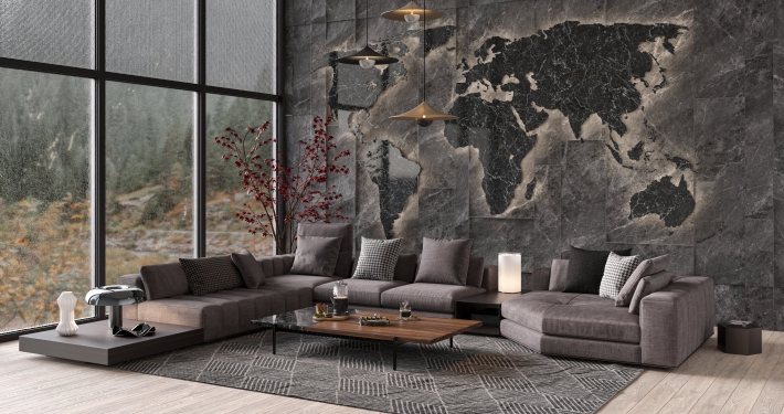 3D Upholstered Furniture Visualization in Gray Tones