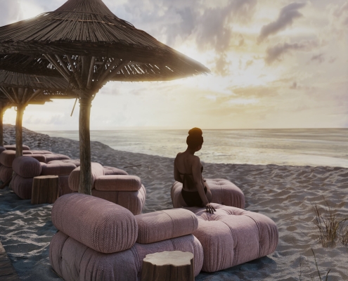 3D Visualization for a Gorgeous Sofa in an Exterior Scene