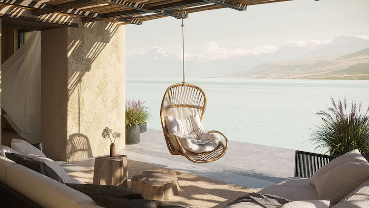 Product 3D Rendering of a Hanging Chair