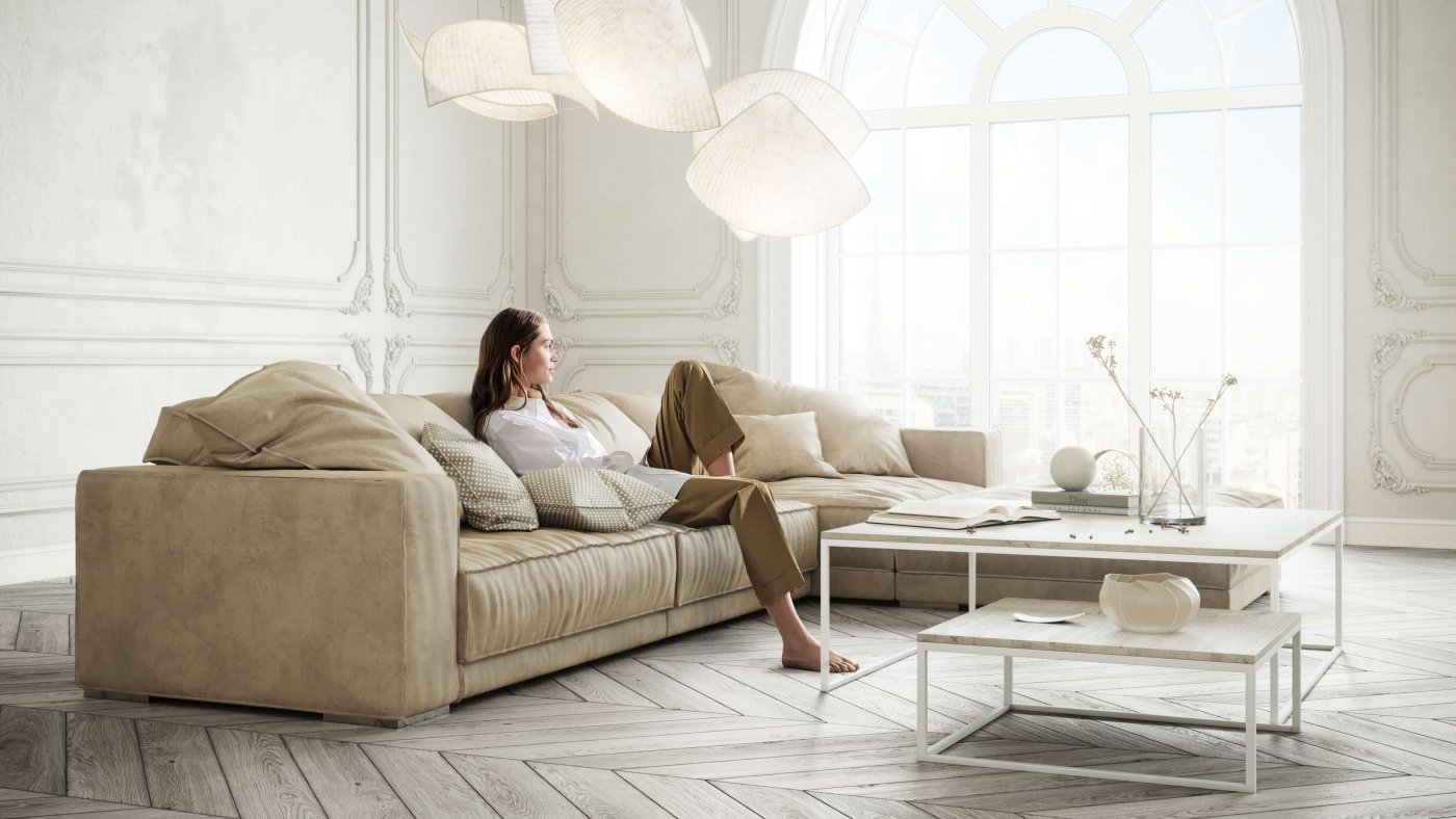 Photorealistic Lifestyle Showing a Sofa in an Elegant Interior