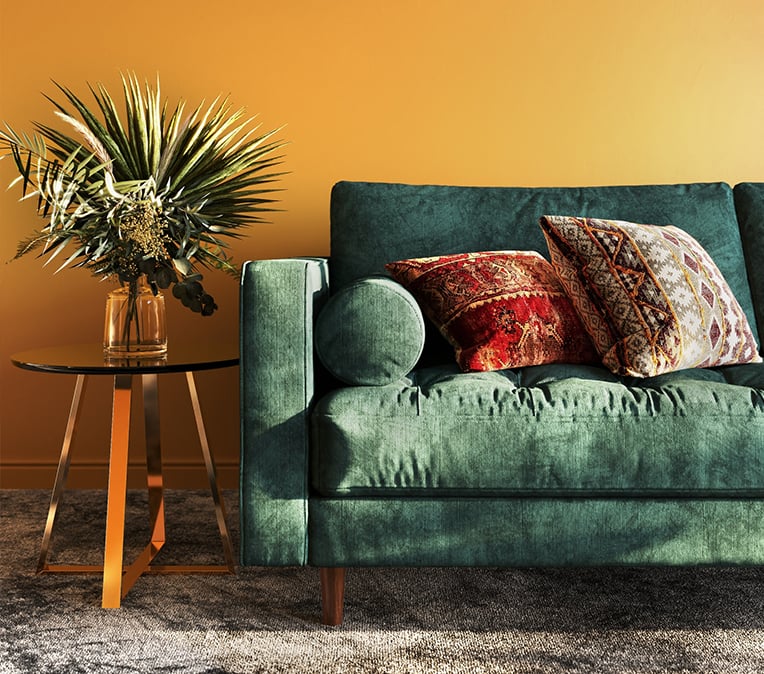 3D Lifestyle for a Green Upholstered Sofa