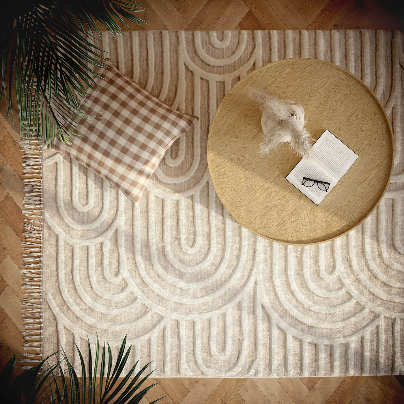 3D Visualization of a Rug with Minimalist Pattern