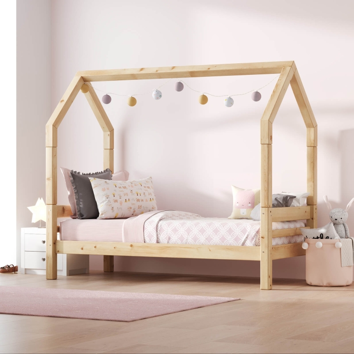 Lifestyle 3D Rendering of Wooden Kids Bed