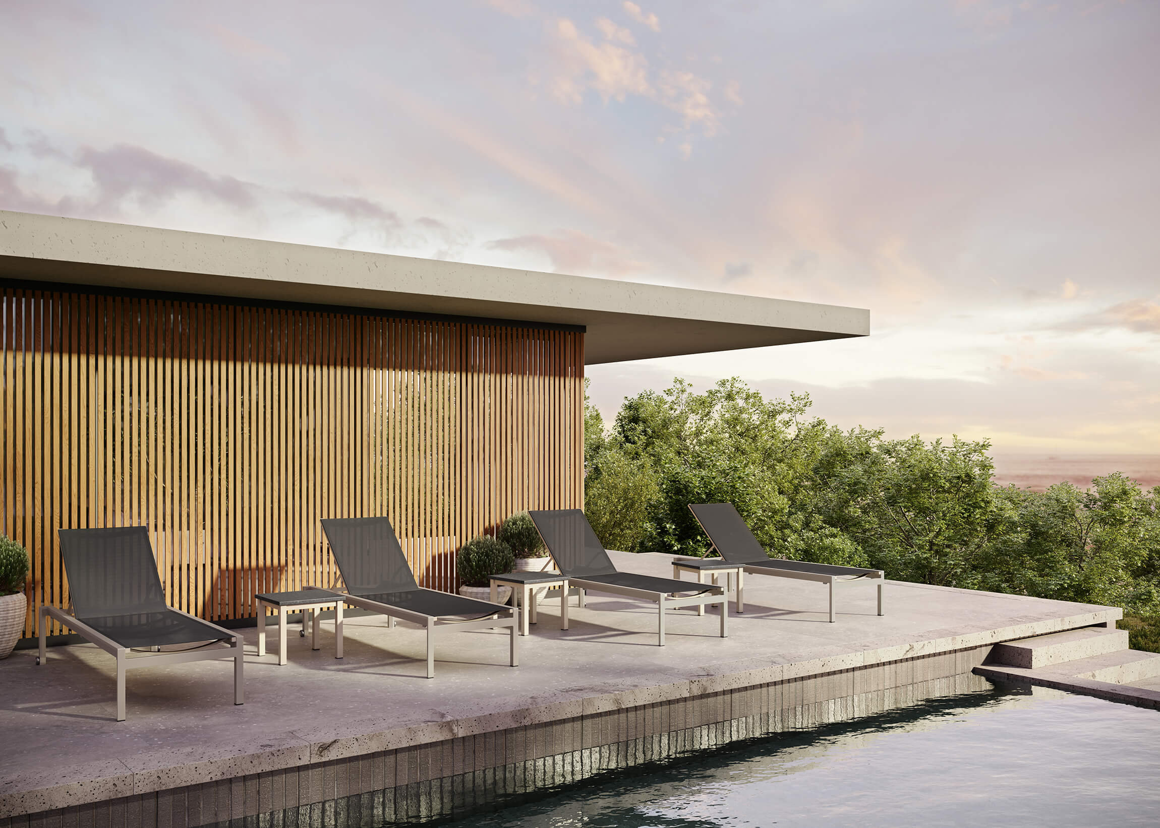 Black Lounge Chairs Lifestyle Rendering