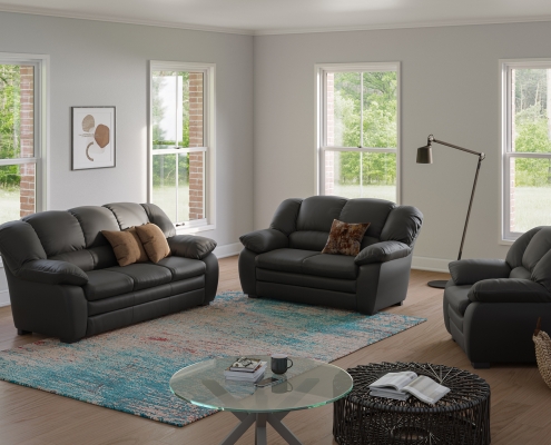 Black Leather Sofa Lifestyle 3D Render