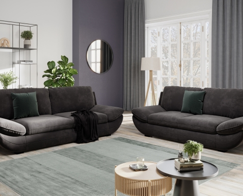 Dark Grey Sofa Lifestyle 3D Render