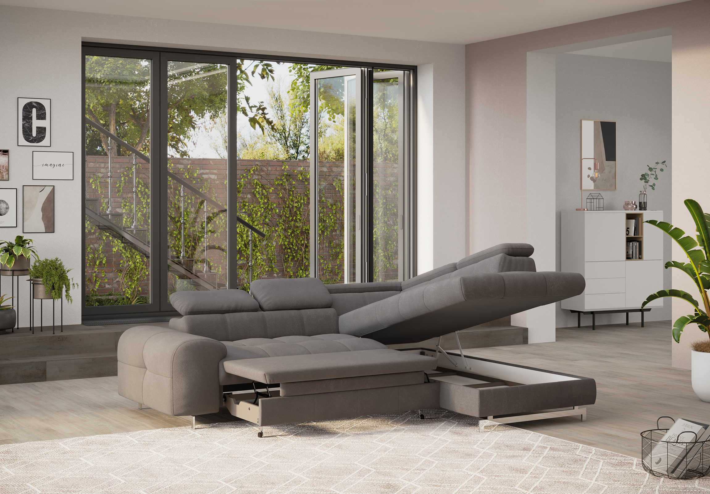 Grey Sofa Transformer 3D Rendering