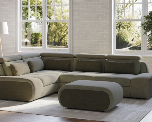 Olive Sofa Lifestyle 3D Render