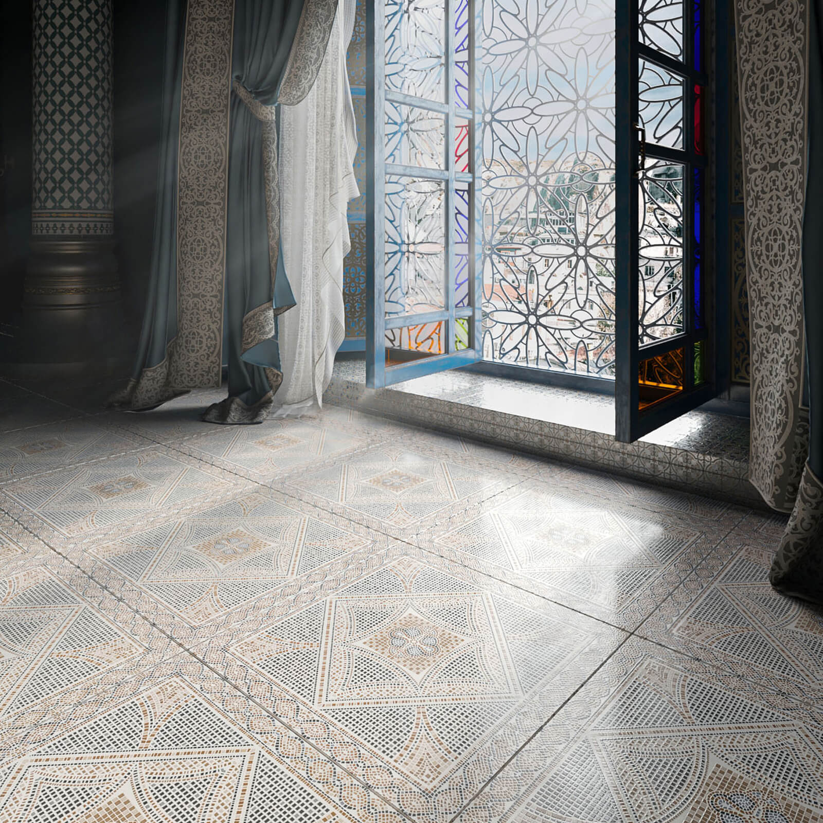3D Visualization of Gorgeous Ornate Floor Tiles